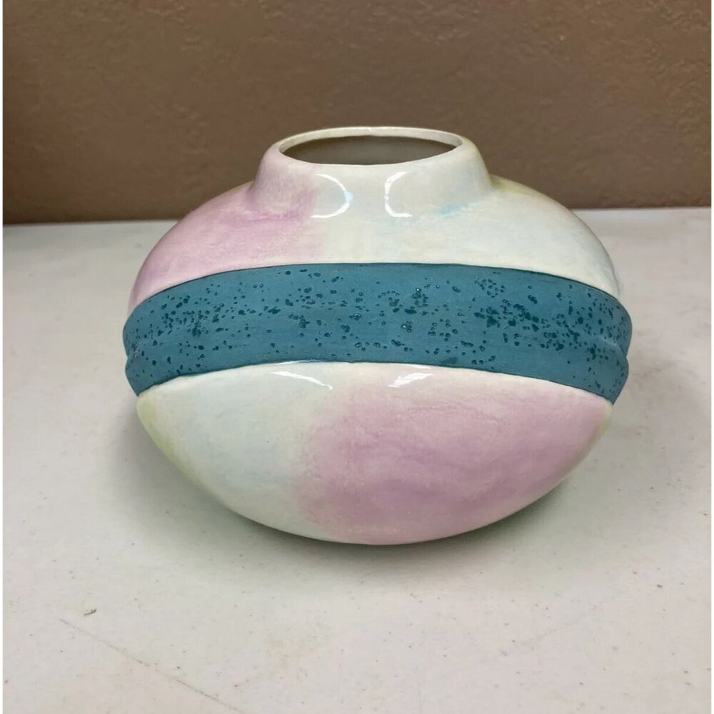 Vintage 1980’s Style Pottery 4” Vase Glossy & Matte Raku Look - Picture 2 of 10